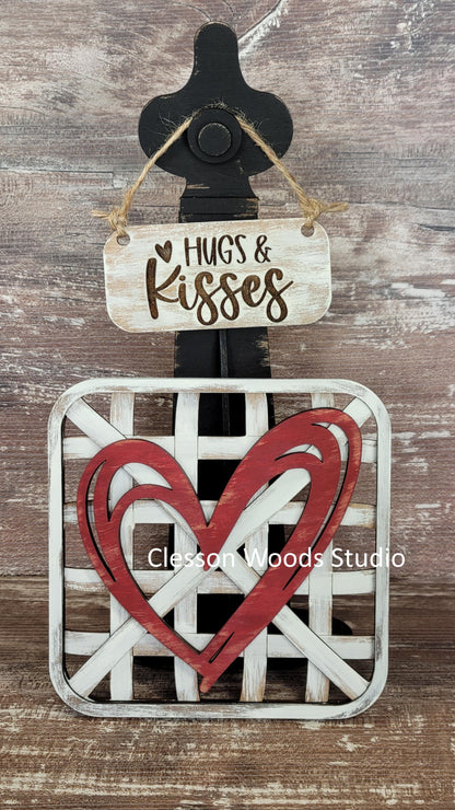 Valentine Heart Set Black Stand Tobacco Basket Sign Post and Sign