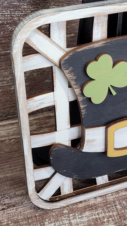 St. Patrick's Day Hat Set Black Stand Tobacco Basket Sign Post and Sign