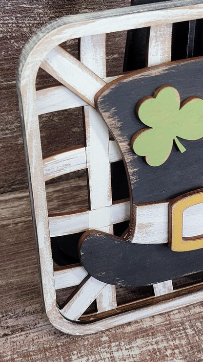 St. Patrick's Day Hat Set Stained Stand Tobacco Basket Sign Post and Sign