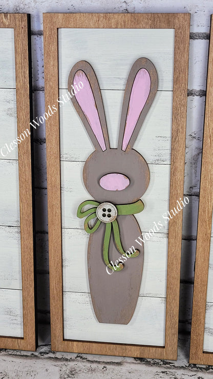 Rustic Spring Wood Sign: Carrot, Bunny, Tulip Trio