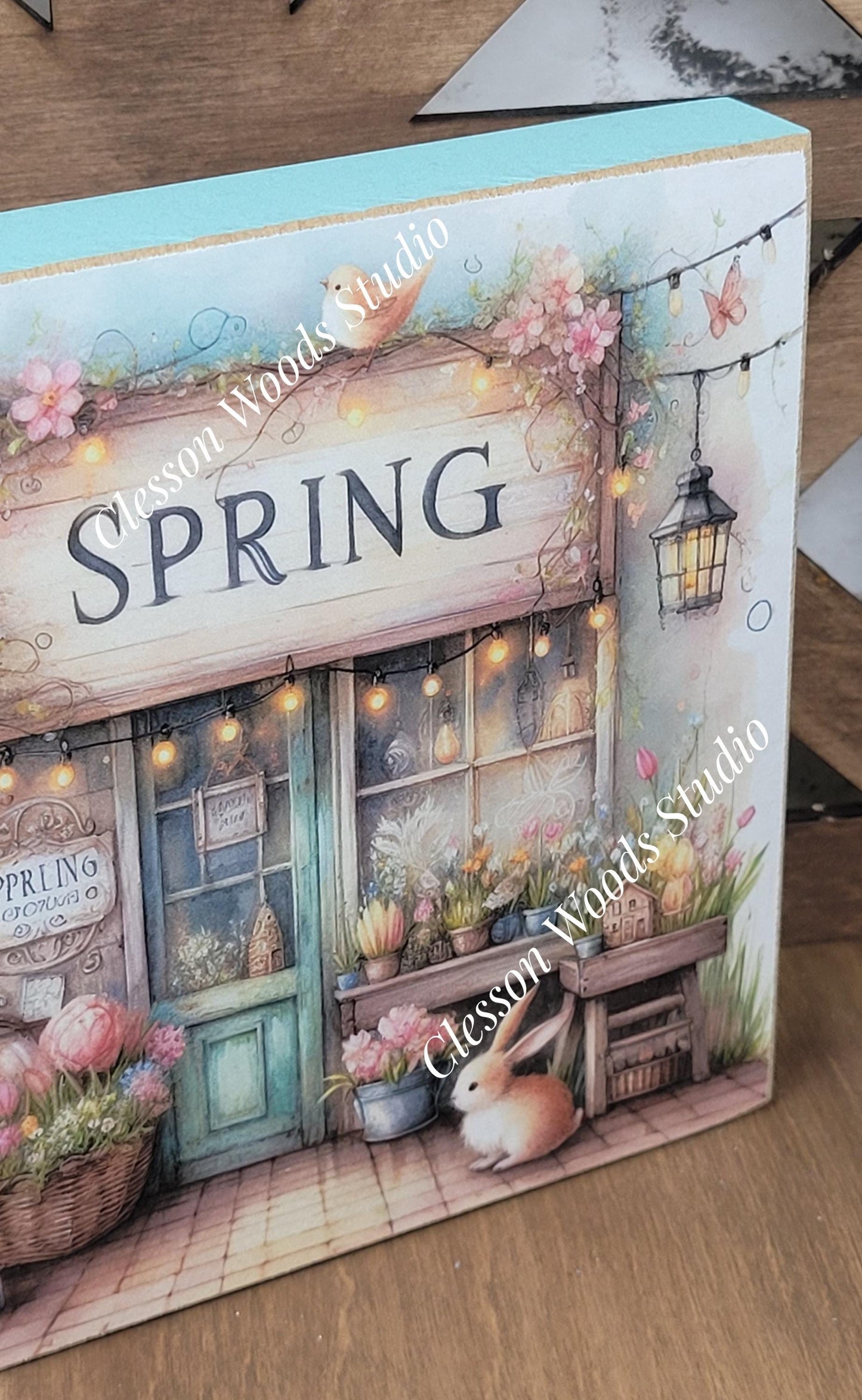 Spring Shops Collection #1 Wood Block Sign