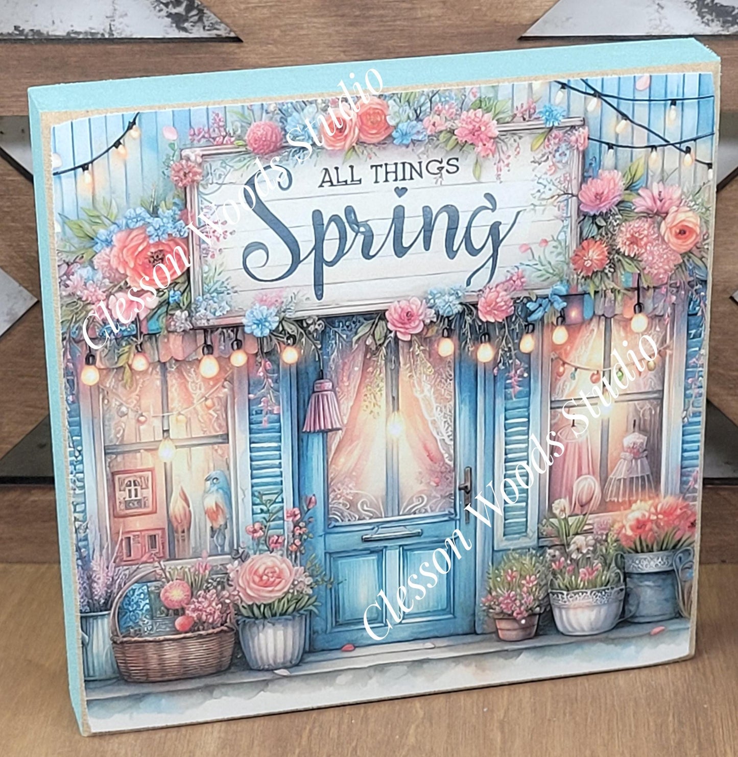 Spring Shops Collection #2 Wood Block Sign