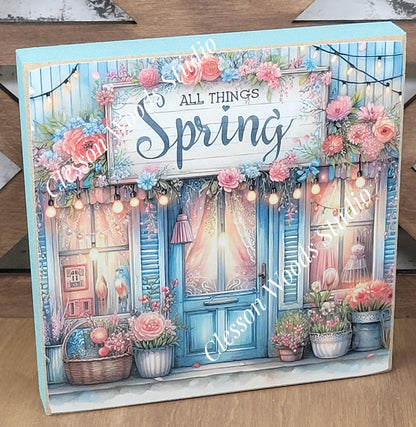 Spring Shops Collection #2 Wood Block Sign