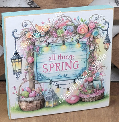Spring Shops Collection #3 Wood Block Sign