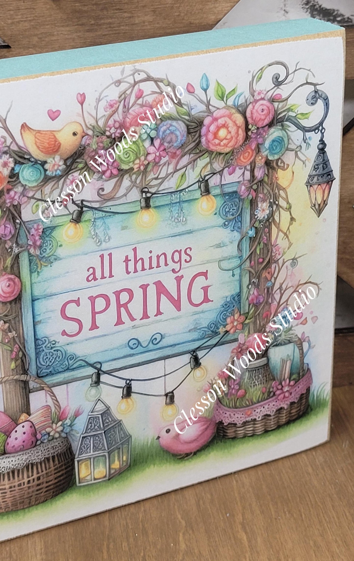 Spring Shops Collection #3 Wood Block Sign