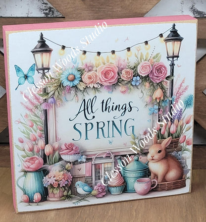 Spring Shops Collection #5 Wood Block Sign