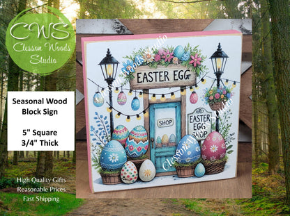 Easter Shops Collection #2 Wood Block Sign