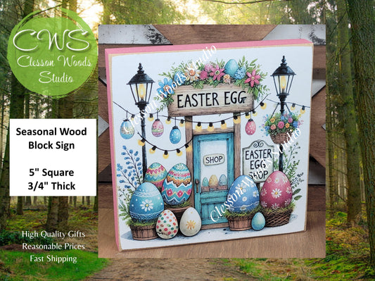 Easter Shops Collection #2 Wood Block Sign