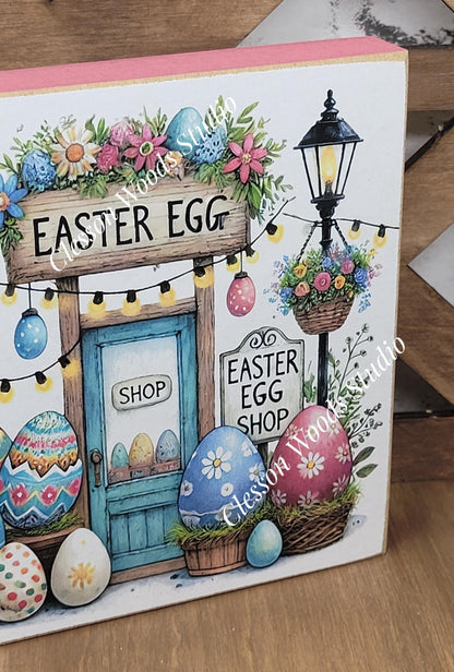 Easter Shops Collection #2 Wood Block Sign