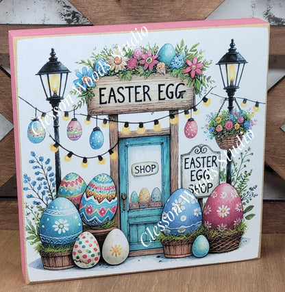 Easter Shops Collection #2 Wood Block Sign