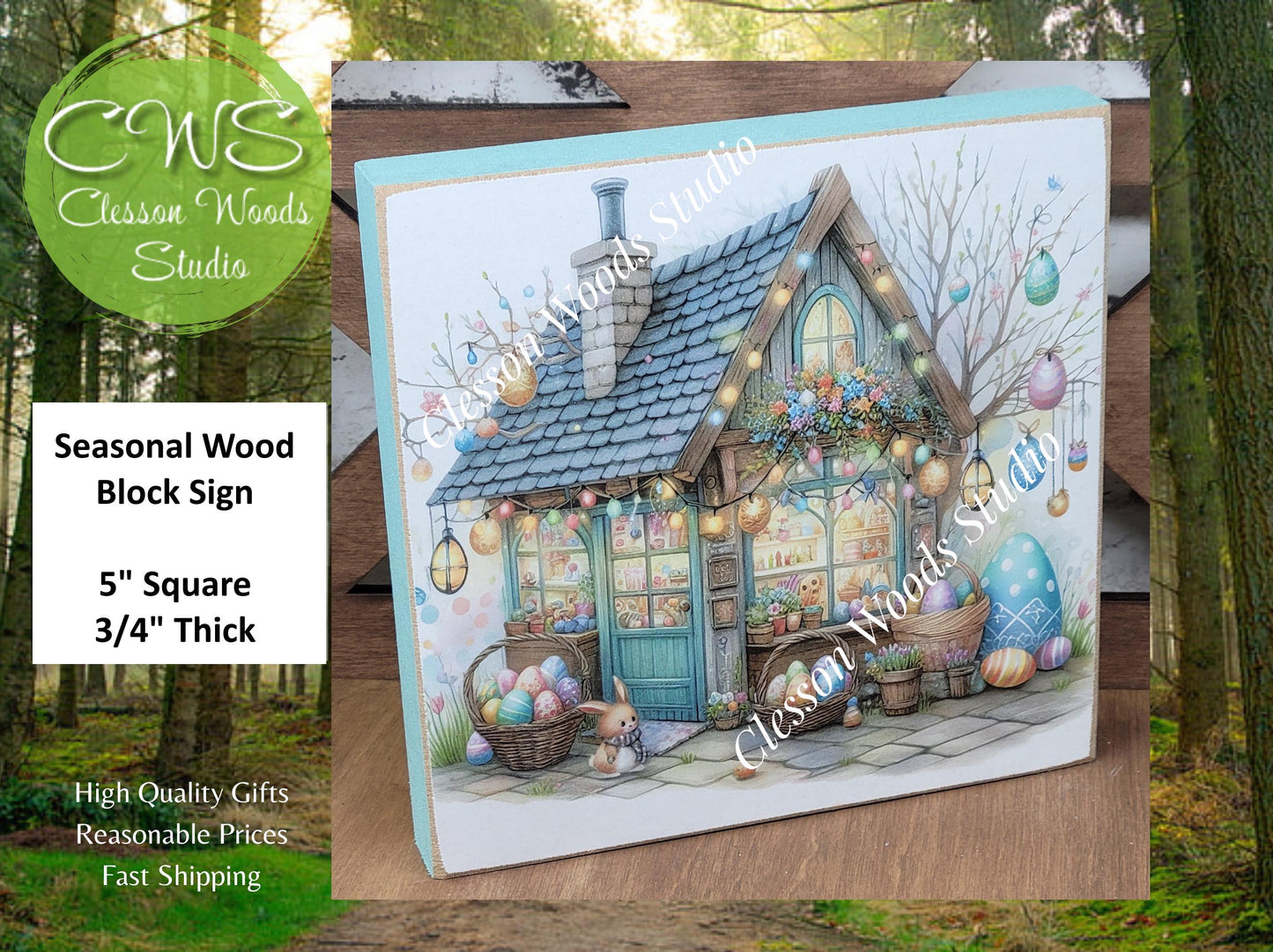 Easter Shops Collection #6 Wood Block Sign