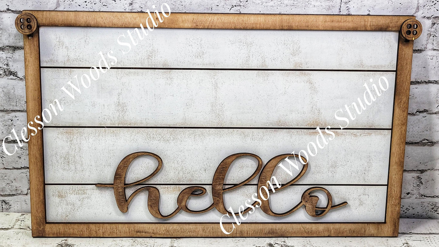 Hello Banner Sign Holder for Interchangeable Mini Banners