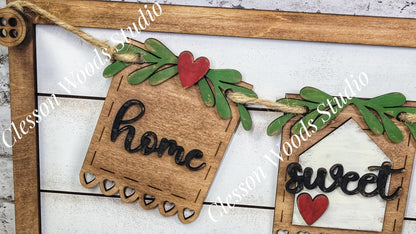 Home Sweet Home - Seasonal Interchangeable Banner Set for Fence & Framed Welcome and Hello Signs