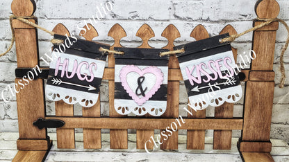 Hand-Painted Valentine Banner Set – Interchangeable Seasonal Sign Decor