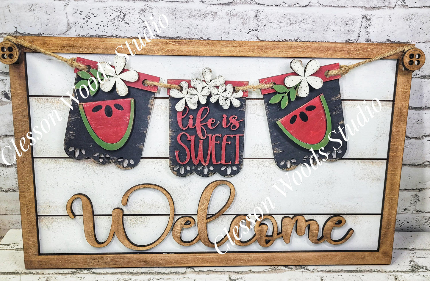Hand-Painted Seasonal Banner Set – Interchangeable Wooden Sign Decor