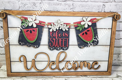 Hand-Painted Seasonal Banner Set – Interchangeable Wooden Sign Decor