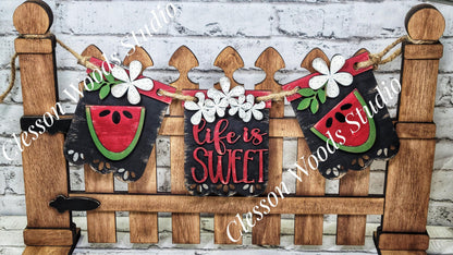 Hand-Painted Seasonal Banner Set – Interchangeable Wooden Sign Decor