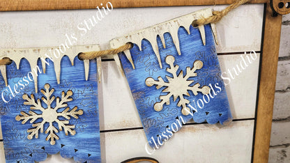 Winter Snowflakes - Seasonal Interchangeable Banner Set for Fence & Framed Welcome and Hello Signs