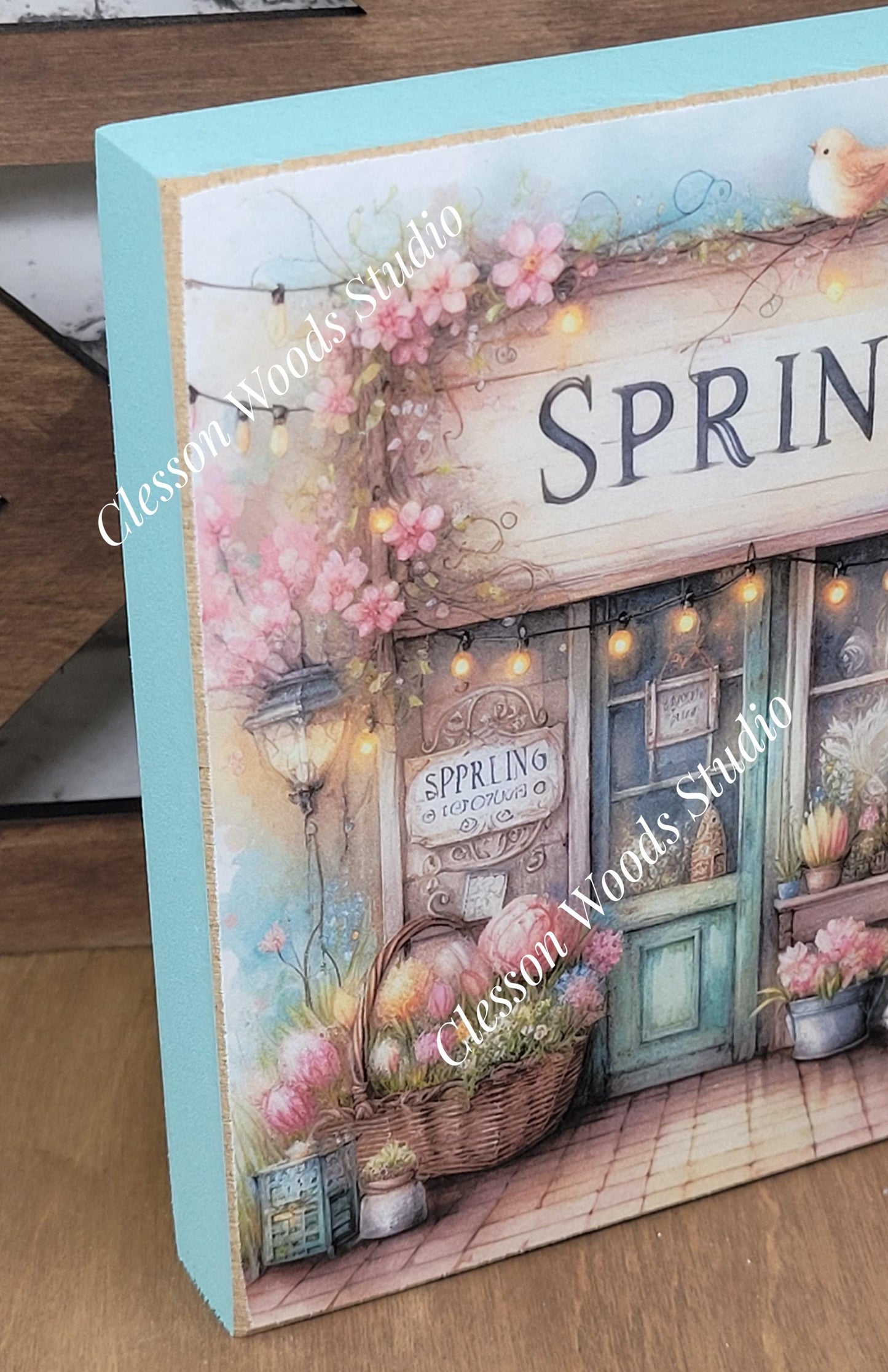 Spring Shops Collection #1 Wood Block Sign