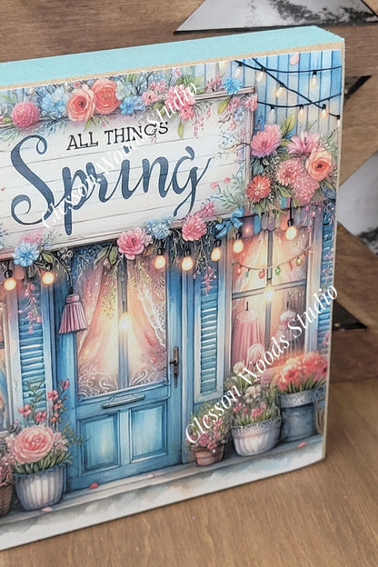 Spring Shops Collection #2 Wood Block Sign