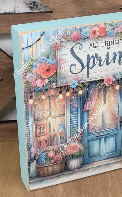 Spring Shops Collection #2 Wood Block Sign