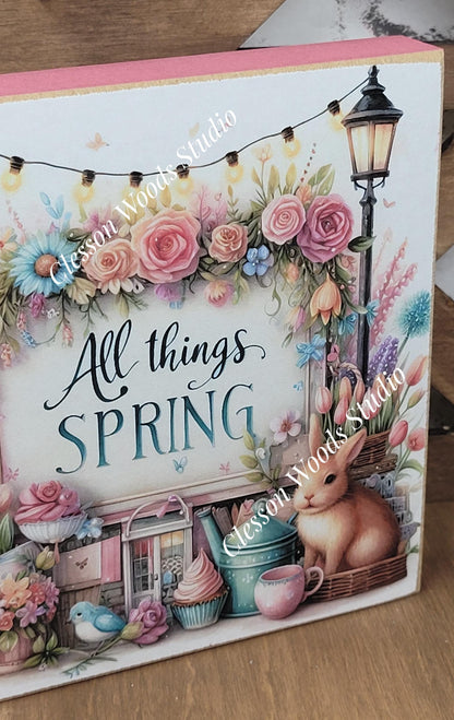 Spring Shops Collection #5 Wood Block Sign
