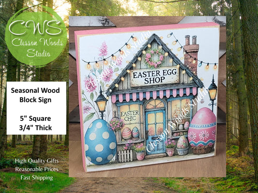 Easter Shops Collection #1 Wood Block Sign