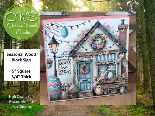 Easter Shops Collection #3 Wood Block Sign