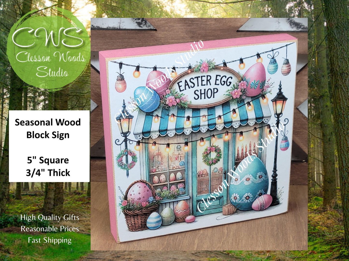 Easter Shops Collection #4 Wood Block Sign