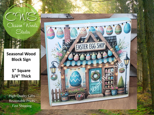 Easter Shops Collection #5 Wood Block Sign