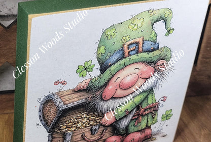 St Patrick's Day Gnome 4 Wood Block Sign