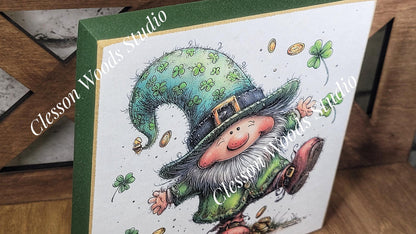 St Patrick's Day Gnome 3 Wood Block Sign