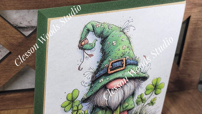 St Patrick's Day Gnome 2 Wood Block Sign