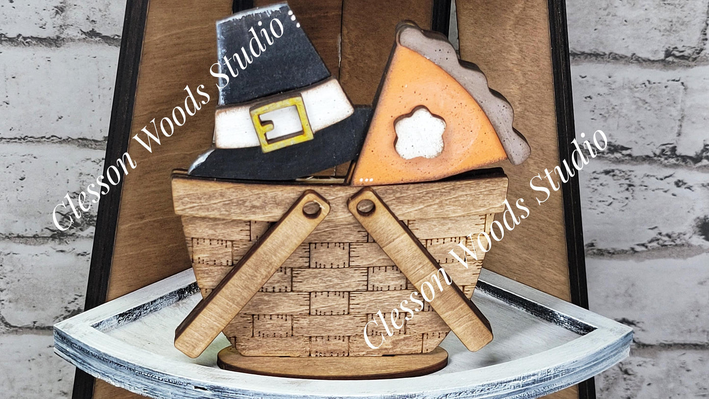 Thanksgiving Pilgrim Hat Pie Piece Tiny Basket Insert