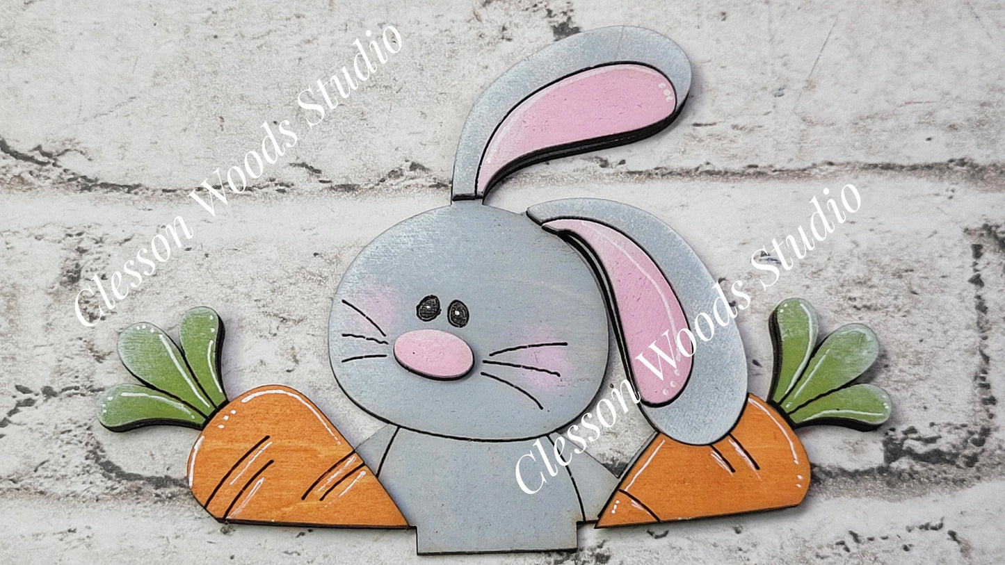 Gray Bunny & Carrots Tiny Basket Insert