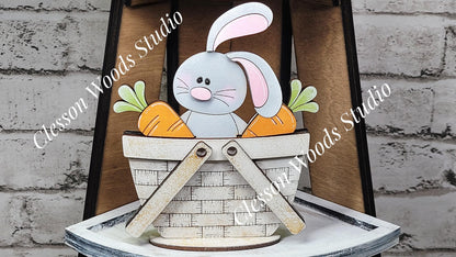 Gray Bunny & Carrots Tiny Basket Insert