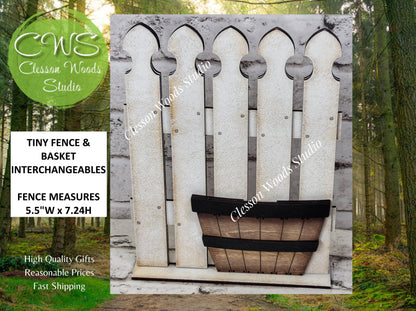 Tiny Fence Only - Rustic White & Apple Basket