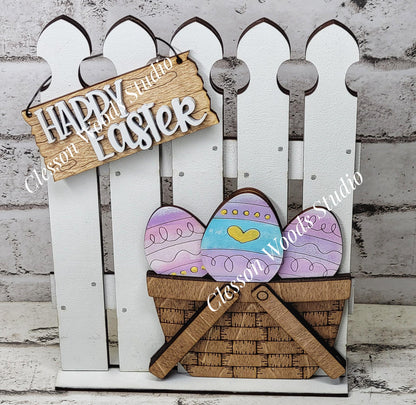 Tiny Fence Only - White & Stained Basket