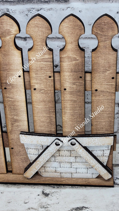 Tiny Fence Only - Stained With Rustic White Basket