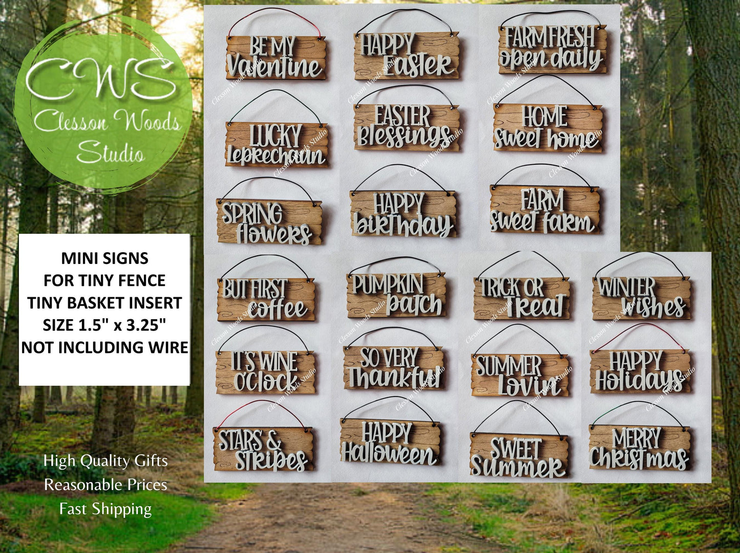 Mini Seasonal Signs for Mini Basket Fence