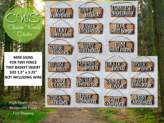 Mini Seasonal Signs for Mini Basket Fence