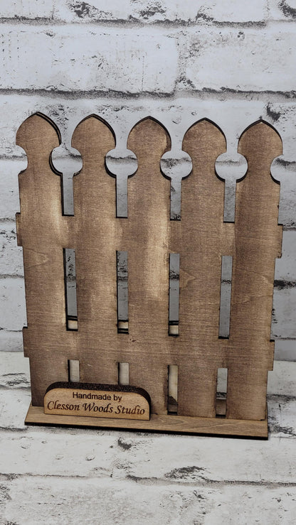 Tiny Fence Basket Set – Hand-Painted Rustic Pumpkin Patch Decor