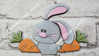 Hand-Painted Tiny Fence Basket Set – Rustic Bunny Carrots Vignette Decor