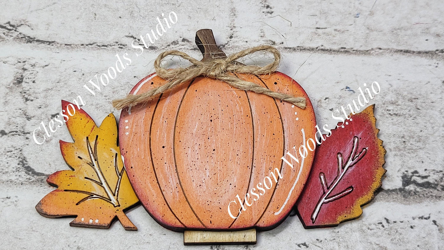 Tiny Fence Basket Set - Pumpkins and Leaves Stained Fence Rustic White Pot