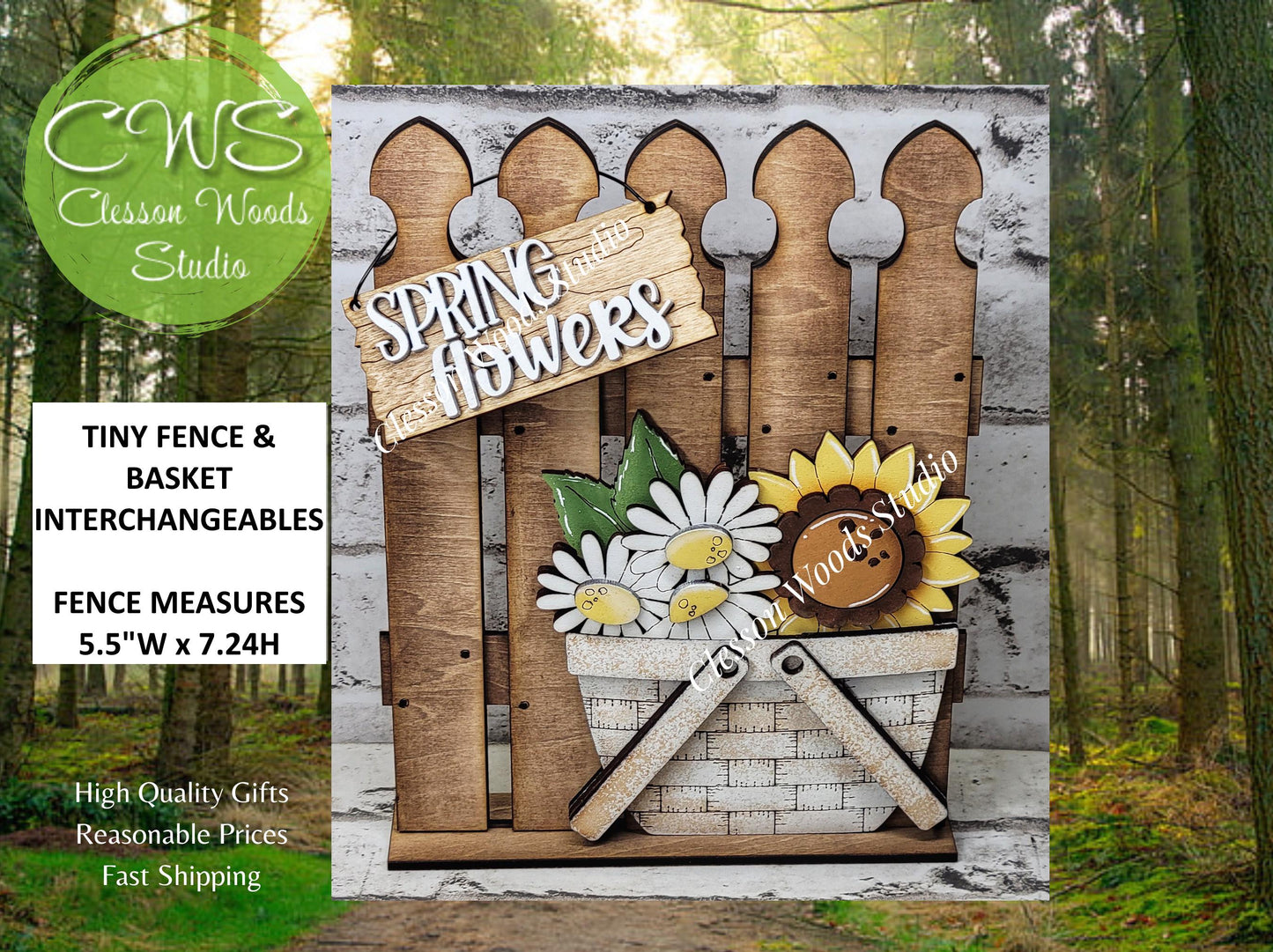 Hand-Painted Rustic Fence Basket Set – Interchangeable Seasonal Decor