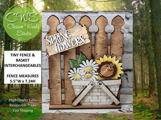 Hand-Painted Rustic Fence Basket Set – Interchangeable Seasonal Decor