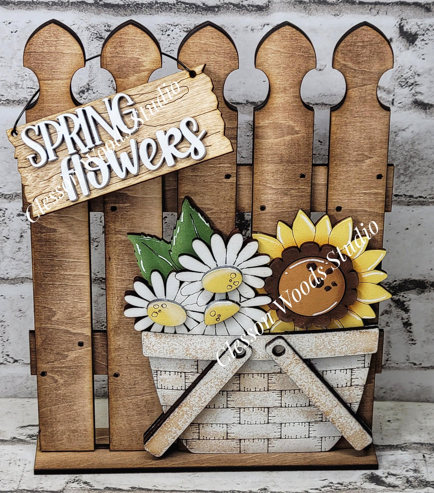 Hand-Painted Rustic Fence Basket Set – Interchangeable Seasonal Decor