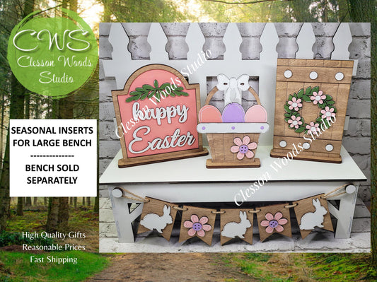 Finished Painted Easter Set for Large Bench