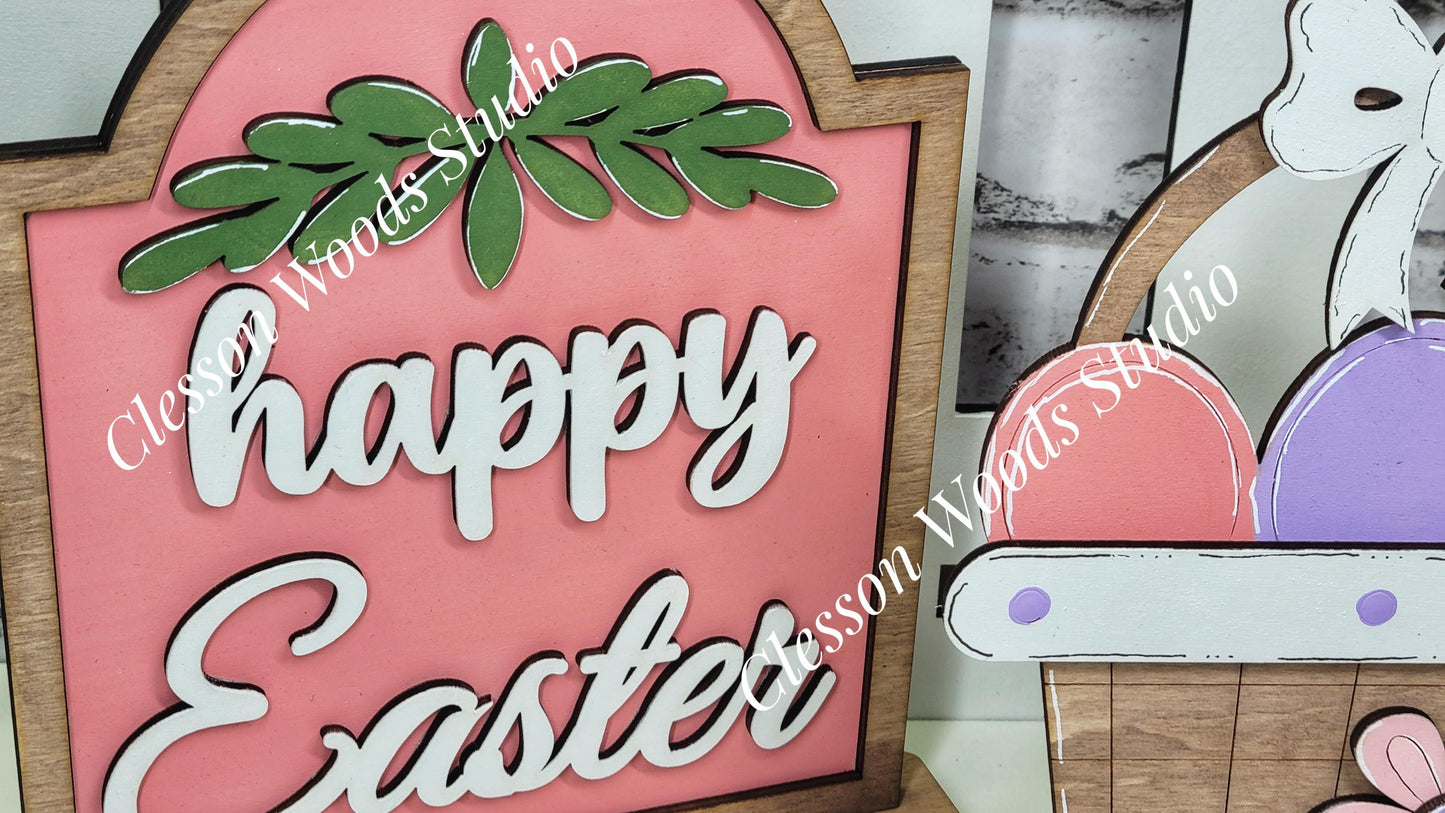 Finished Painted Easter Set for Large Bench