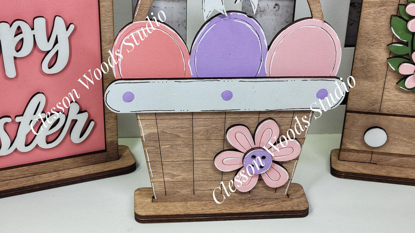 Finished Painted Easter Set for Large Bench